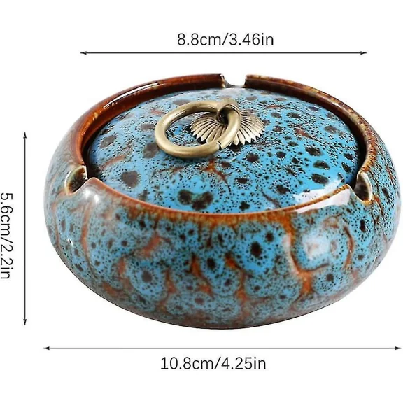 2024 New Ashtray with lid, cigarette ceramic ashtray, outdoor with lid windproof ashtray indoor, retro ashtra