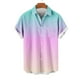 thumbnail image 3 of Camisas de Manga Corta de Botón para Hombre, Blusa de Moda Casual de Impresión de Gradiente de Cuello de Vuelta Hecha de 95% Poliéster 5% Spandex para el Verano, Camisas de Verano para Hombre, 3 of 4