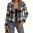 thumbnail image 5 of Roncen Womens Plaid Cropped Shacket Button Down Flannel Shirts Pockets Long Sleeve Light Jacket Spring Winter Fashion Coats, 5 of 6