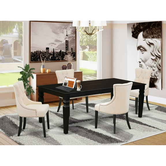 East West Furniture Dining Room Set Black, LGFR5-BLK-02