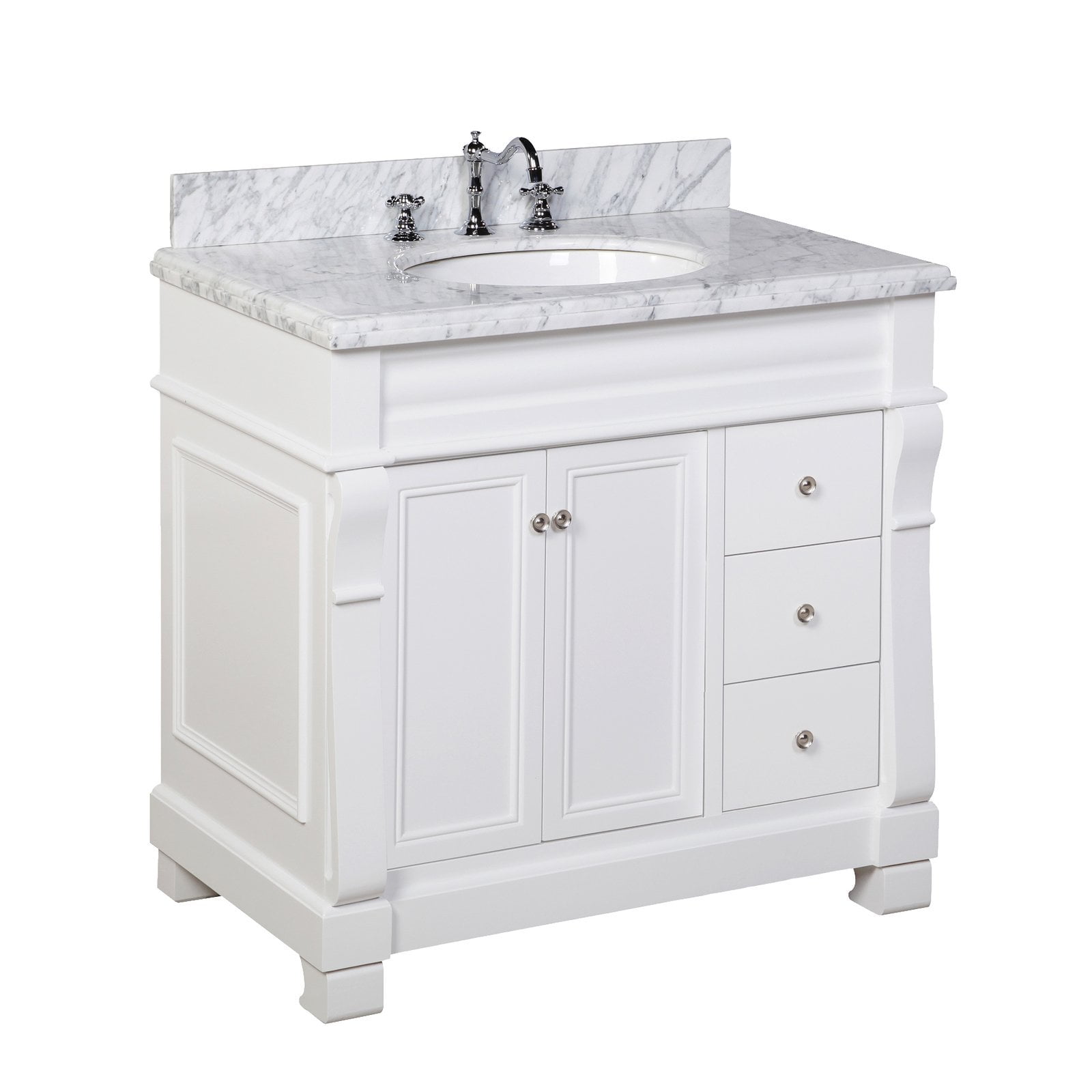 Westminster 36 Bathroom Vanity With, 36 White Bathroom Vanity With Carrara Marble Top