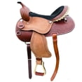 thumbnail image 2 of Resistance Western Barrel Trail Saddle | Black & Brown Colors | Basket Weave Tooled | Available in 15, 16, 17, 18 Inch, 2 of 5