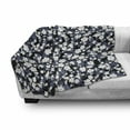 thumbnail image 3 of Flower Garden Soft Flannel Fleece Blanket, Vintage Blossoming Plant Leaves Silhouettes Floral Corsage Artwork, Cozy Plush for Indoor and Outdoor Use, 50" x 60", Black White Dimgrey, by Ambesonne, 3 of 6