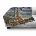 thumbnail image 2 of Eiffel Tower Soft Flannel Fleece Throw Blanket, Eiffel Tower Boat Seine Cloudscape Vacation Tourist Destination, Cozy Plush for Indoor and Outdoor Use, 60" x 80", Dark Orange Cinnamon, by Ambesonne, 2 of 5