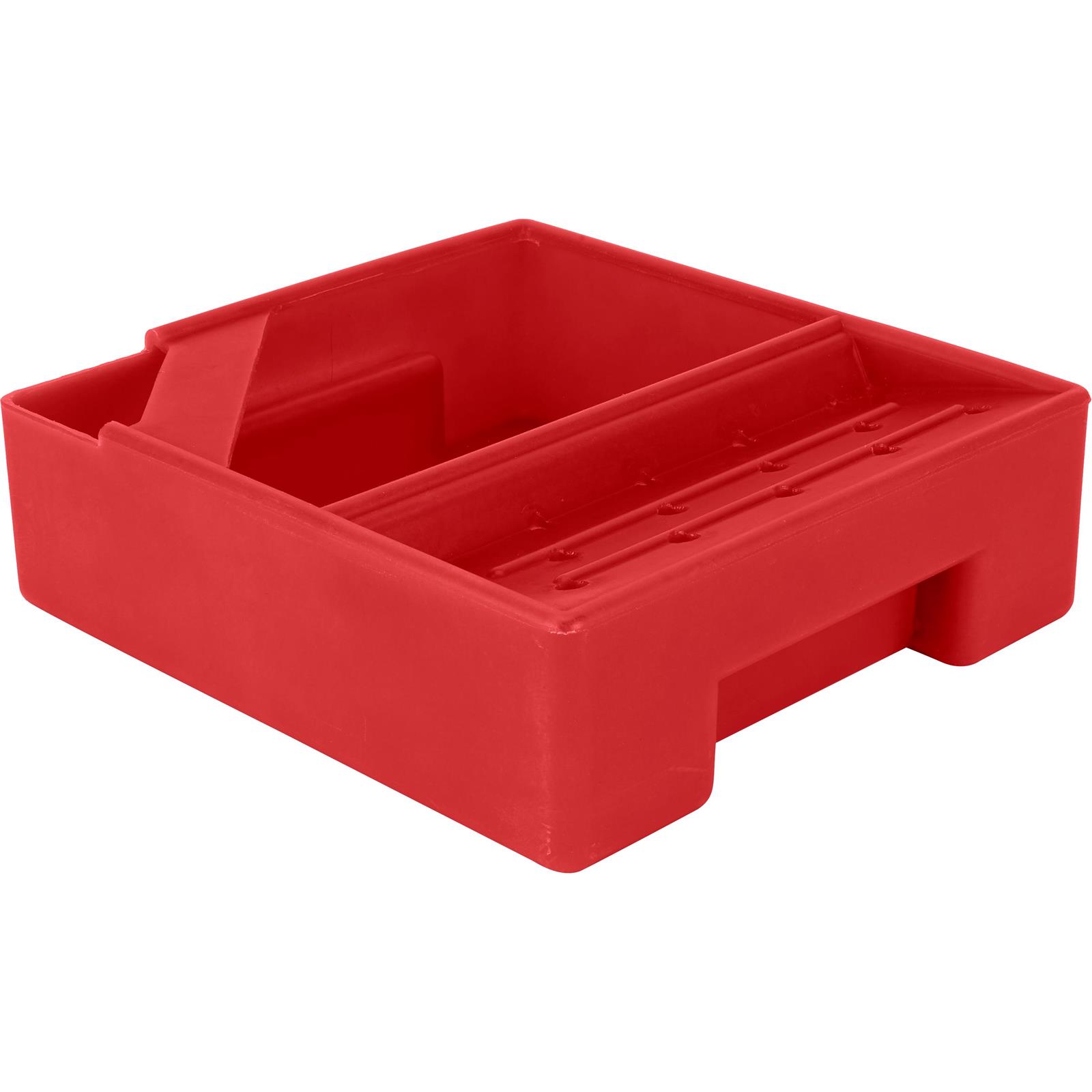 Speedway Motors Plastic 5 Quart Oil Drain Drip Pan for Quick Change Rear Axle Units Rotomolded HDPE with Angled Gear Shelf Handles and Molded Drain Spout