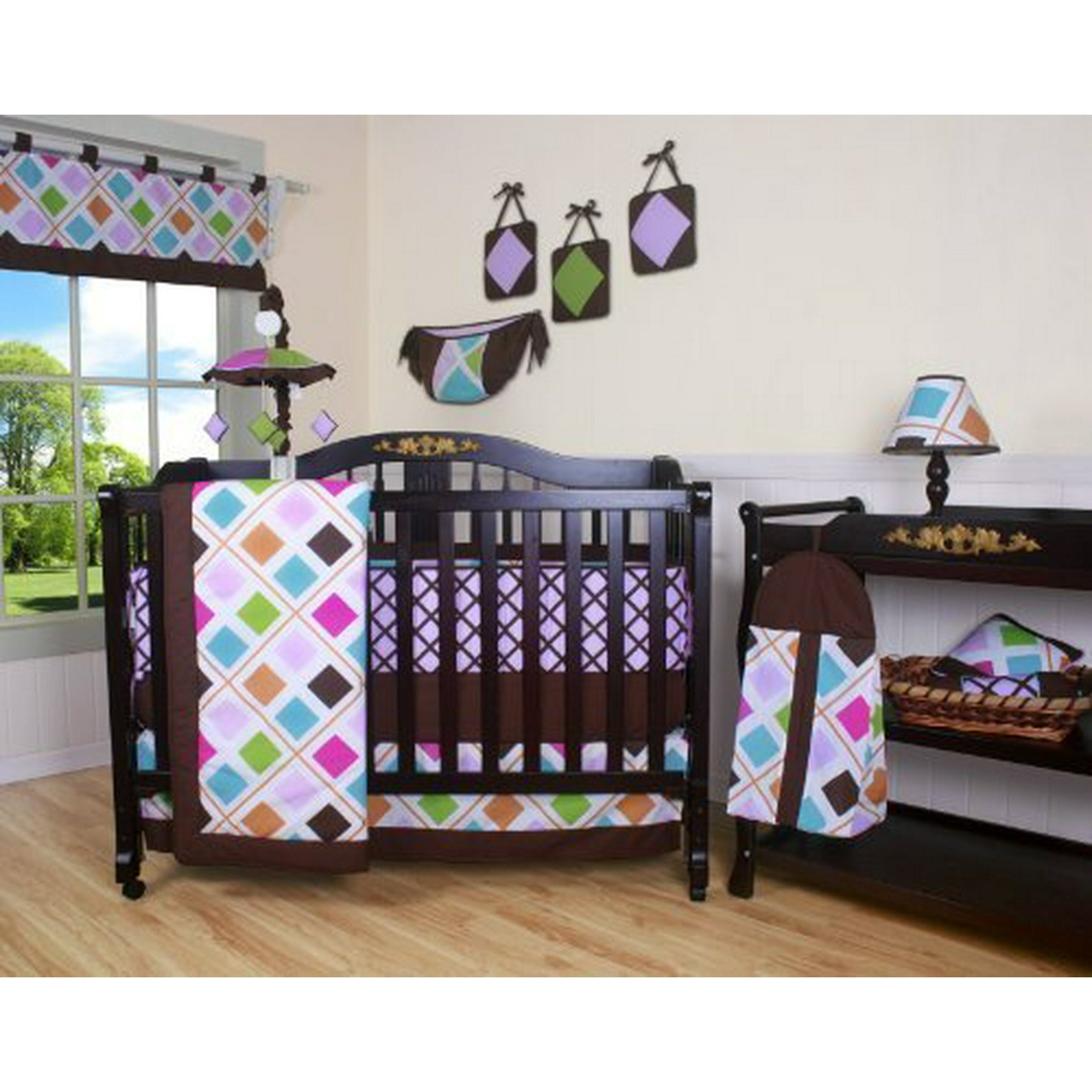 Boutique Pink Brown Diamond 13pcs Crib Bedding Set Walmart Canada