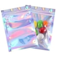 thumbnail image 3 of Bolsas con cierre hermético translúcidas, 100 unidades, holográficas, para guardar regalos de Navidad, calcetines, lencería sexy, guantes y cosméticos., 3 of 4