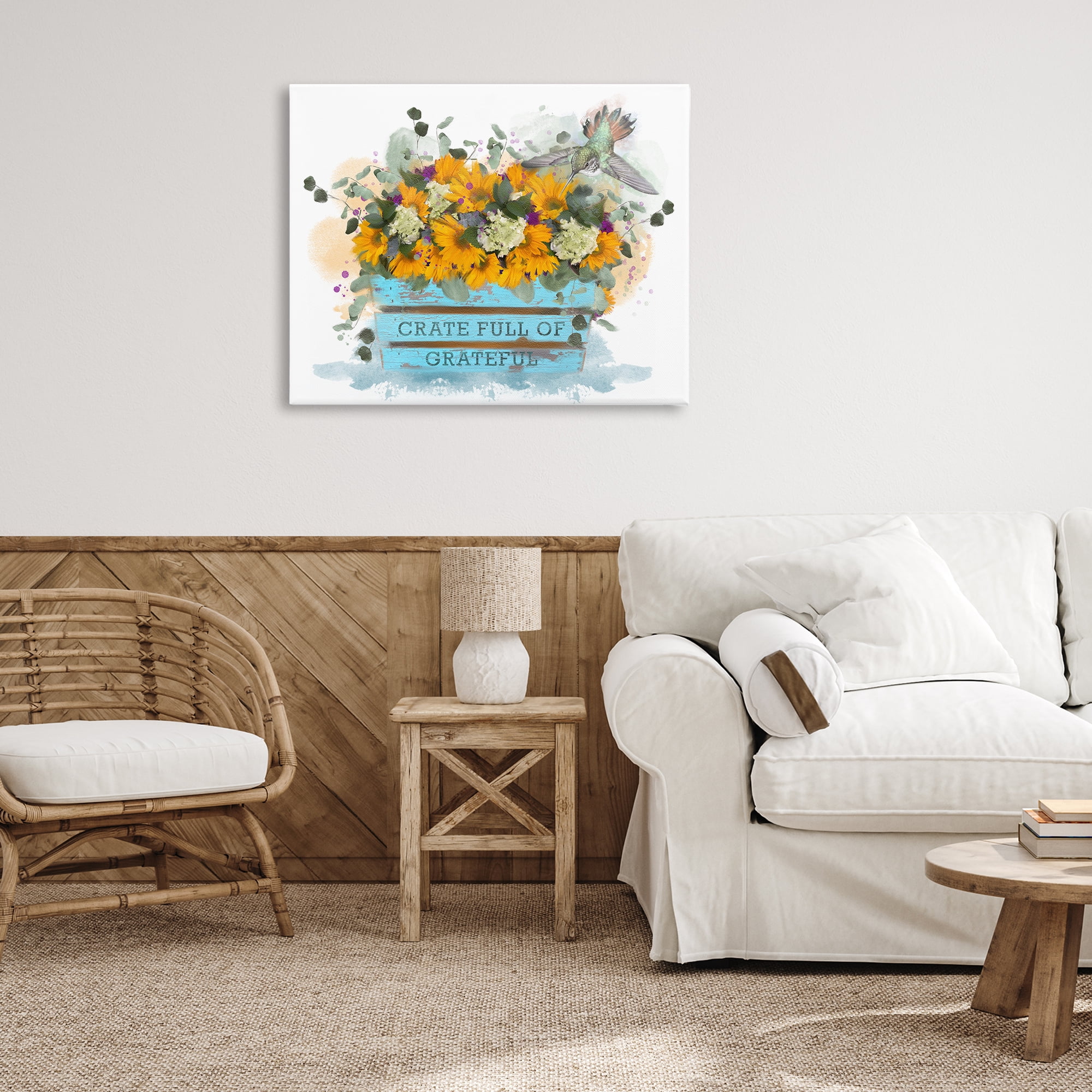 Stupell Industries Crate Full Of Grateful Botanical & Floral Painting Gallery Wrapped Canvas Art Print Wall Art, 40 x 30