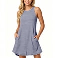 thumbnail image 6 of Tsivenald Casual Summer Dresses for Women Sleeveless Crew Neck Striped Mini Dress with Side Pockets Loose Swing Tunic Dress, 6 of 6