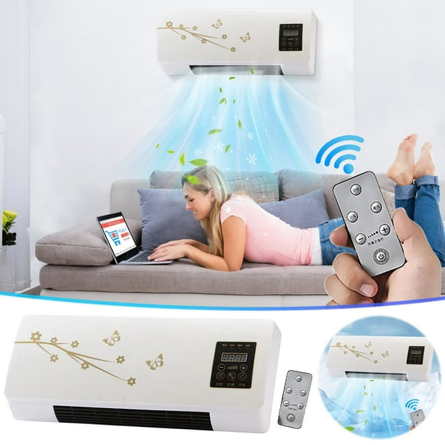 Iumwxz Wall Mounted Space Heater Portable Electric 1400W Towel Drying Rack Overheat Protection Remote Timer Quiet Fast Uniform Heating for Home Bathroom 59x17.5x27.8cm White