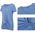 thumbnail image 5 of SWQZVT Women Summer Fashion Tops Short Sleeve T Shirts Twist Knotted Blouses Casual Loose Fit Tunics Blue Tees, 5 of 6