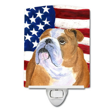 

Caroline s Treasures SS4017CNL USA American Flag with Bulldog English Ceramic Night Light 6x4x3 multicolor