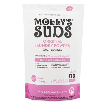 Molly,S Suds Original Laundry Detergent Powder | Natural Laundry Detergent For Sensitive Skin | Earth-Derived Ingredients, Stain Fighting | Lotus & Peony Scented, 120 Loads