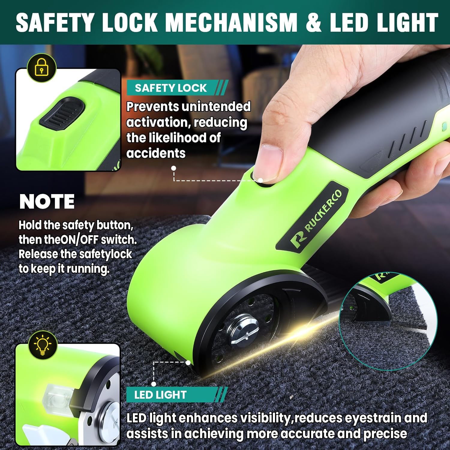 Cordless Electric Scissors Box Cutter 2 Rotary Blades – 4V Duty Rechargeable Cardboard Cutter, Storage & Fabric Scissor With Safety Lock, USB Cable For Plastic, Carpet, Leather, DIY Crafts