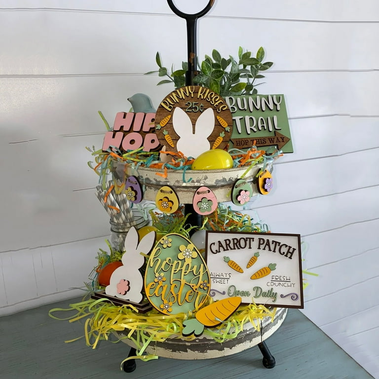 Hip + orders Hop Bunny Metal 2 Tiered Tray Set of 2