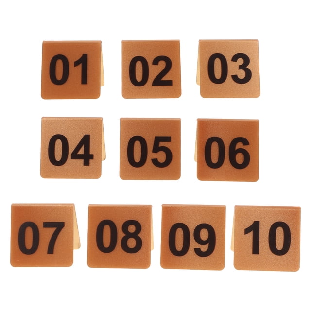 10 marcadores acrílicos de números de mesa del 1 al 10, tarjetas de doble cara, números de carpa, letreros para marcadores de evidencia, suministros