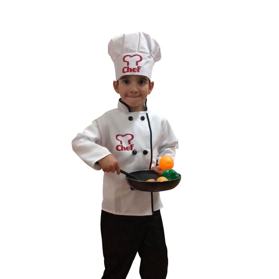 Traje De Chef Con Gorro - Disfraces De Cocinero Para Niñas Y Niños - Disfraz De Cheff - Disfraz Infantil Oficios Y Trabajos T4 Disfraces TuDi Cocinero Master Niños y Niñas de 4 Años