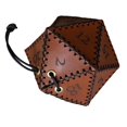 thumbnail image 1 of Bolsa de dados D20 de cuero PU, bolsa de dados poliédricos Bolsa portátil con cordón para juegos, bolsa de dados DND, marrón, 1 of 5