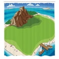 thumbnail image 2 of Ambesonne Nautical Beach Shower Curtain, Aerial View Island, 69"Wx75"L, Lime Green and Sea Blue, 2 of 4