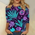 thumbnail image 2 of Idoravan Womens Summer Tops 3/4 Sleeve Loose Fitting Casual T-Shirts on Sale Fashionable Women's Pullover Printed Casual Round Neck 3/4 Sleeve, 2 of 5