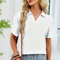 thumbnail image 6 of YueHuiYing Womens Shirts Short Sleeve V Neck Business Casual Collared Work Tops Tunic Tee Basic Solid Summer Tops, 6 of 8