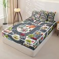 thumbnail image 2 of Manfei Boys City Map Zipper Twin Comforter Sets with Fitted Sheet and 2 Pillowcases,Cartoon Streets Zipper Bedding Set,Gray,Light Gray Reversible,4pcs, 2 of 8