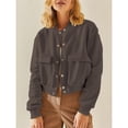 thumbnail image 4 of Chaqueta de Mujer para Otoño/Invierno, Larga, Cuello Alto, con Bolsillo Lateral. Marrón Oscuro S, 4 of 8