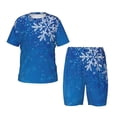 thumbnail image 1 of Balery Blue Christmas With Snowflakes Conjunto de Pijama Infantil de Manga Corta con Estampado – Ropa de Dormir de Algodón Suave-Small, 1 of 6