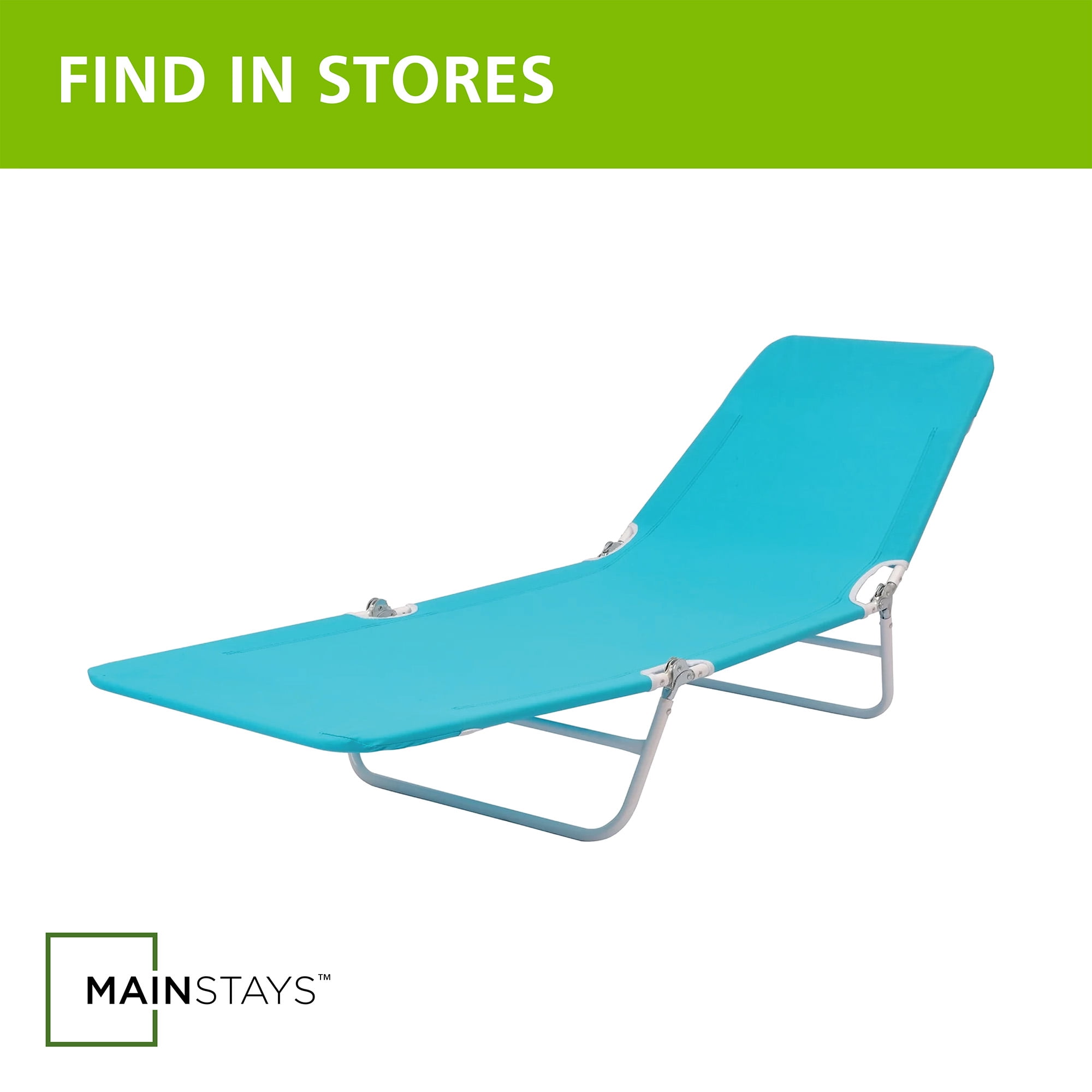 Mainstays Folding Adjustable Back Fabric Beach Lounger, Turquoise