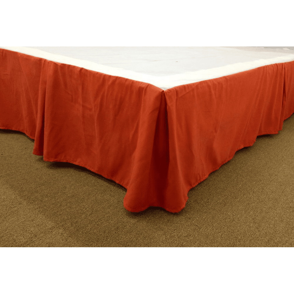 Qutain Linen Tailored Bed Skirt Dust Ruffle Solid Orange Queen Size