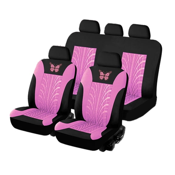Butterfly Embroidered Car Seat Covers – Full Set Split Non-Slip Vehicle Front & Rear Seat Protector Durable Comfortable Universal for SUV Automobile Truck