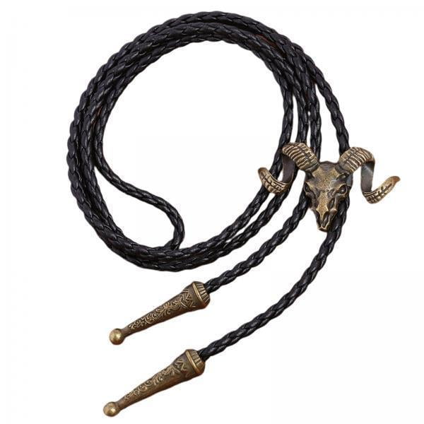 Corbata bolo estilo occidental,Bolo Tie Cabeza de Cabra Vaquero Occidental Hombres Mujeres,Colgante de rodeo con diseño de vintage americana,Collar retro de moda con lazos de bolo de