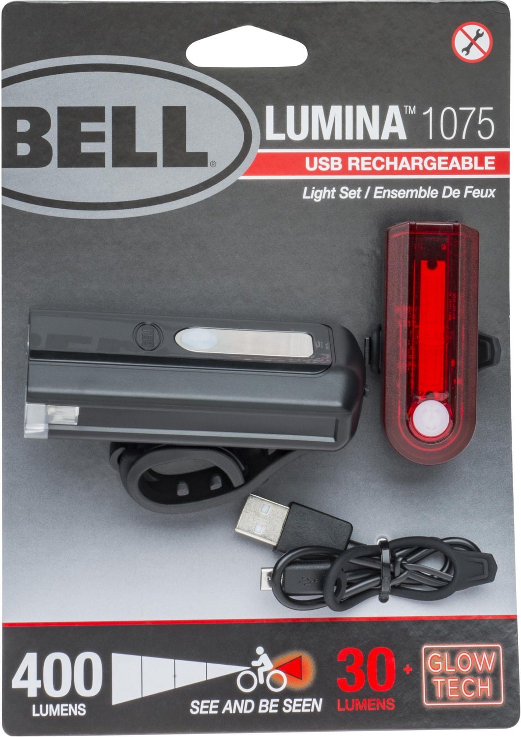 Ensemble d'éclairage USB Lumina™ 1075 de Bell Sports Rechargeable par USB