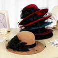 thumbnail image 7 of Veil Fedora Felt Hat: Derby Hats for Women 2025, Vintage Floral Veil Design Wide Brim Fedora Hats for Women, 7 of 7