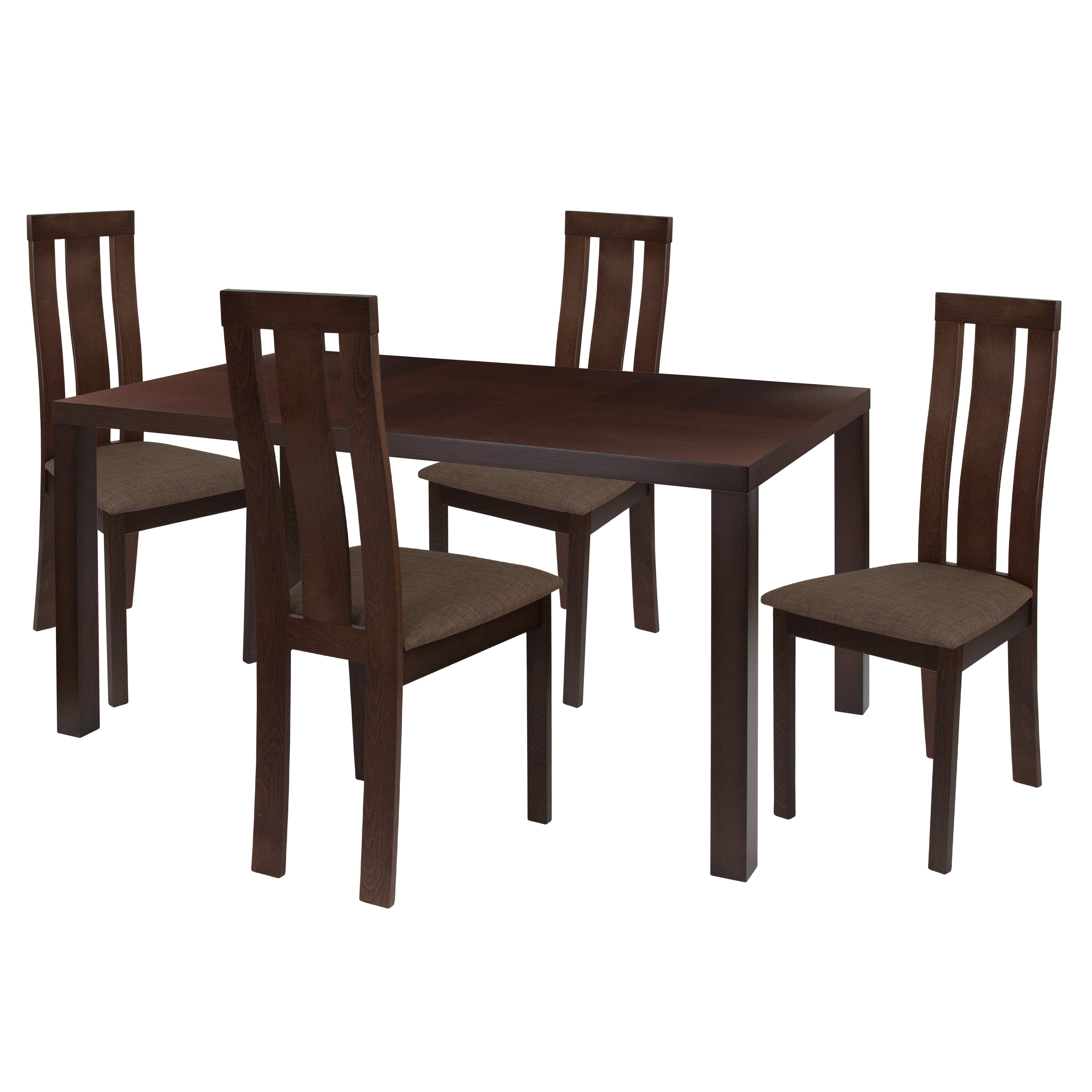 Madison 5 Piece Espresso Wood Dining Table Set with Vertical Wide