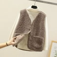 thumbnail image 2 of adviicd Womens Sherpa Vest Sleeveless Fleece Jacket Fuzzy Warm Outerwear Button Down Winter Vests Lightweight Soft Clothes (Brown, 5XL), 2 of 7