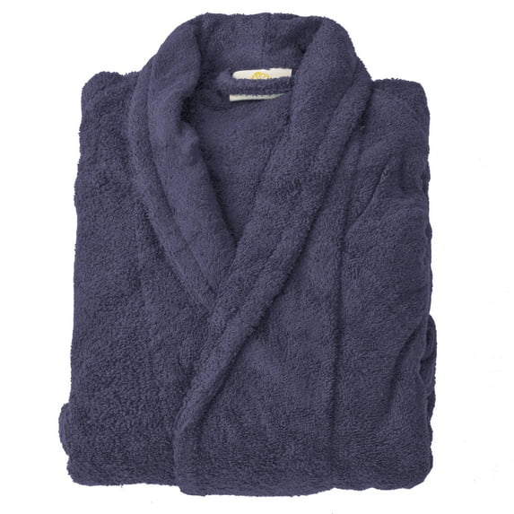 100% Premium Long-Staple Cotton Unisex Terry Bath Robe, 10 Colors Navy Blue / Extra-Large