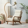 thumbnail image 4 of Ktaxon Mid Century Modern Accent Chair, Linen Fabric Armchair, High Back Single Sofa with Solid Wood Frame Beige, 4 of 11