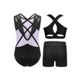 thumbnail image 2 of Haitryli Kids Glitter Gymnastics Outfits Girls Sleeveless Sparkly Leotard Ballet Dance Unitard Biketard Vest with Shorts Set Light Purple 12, 2 of 3