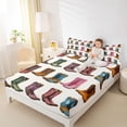 thumbnail image 3 of jejeloiu Colorful Cowboy Boot Pattern Full Size Sheets Kids,Western Fashion Print Bed Sheets,4 Pieces, 3 of 6