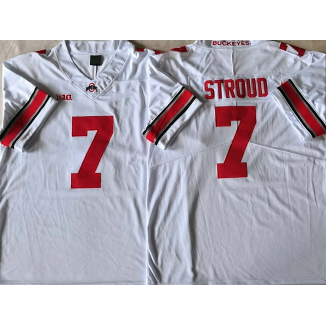 Chandail de Football Universitaire pour Hommes Ohio State Buckeyes Blanc #7 Stoud