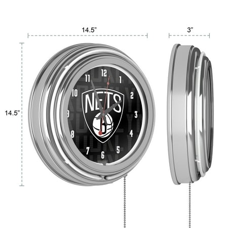 Brooklyn Nets NBA City Chrome Neon Clock - Black, White