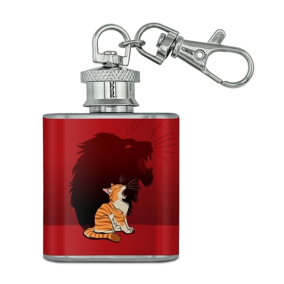 Little Kitten Lion Roar Stainless Steel 1oz Mini Flask Key Chain
