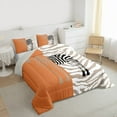 thumbnail image 3 of Feelyou Cartoon Zebra Kids Bedding Comforter Set, Fashion Stripes Lines Twin Comforter Sets, Orange Kawaii Animal Reversible Bedding Set, Breathable Home Decor, 2pcs, 3 of 8