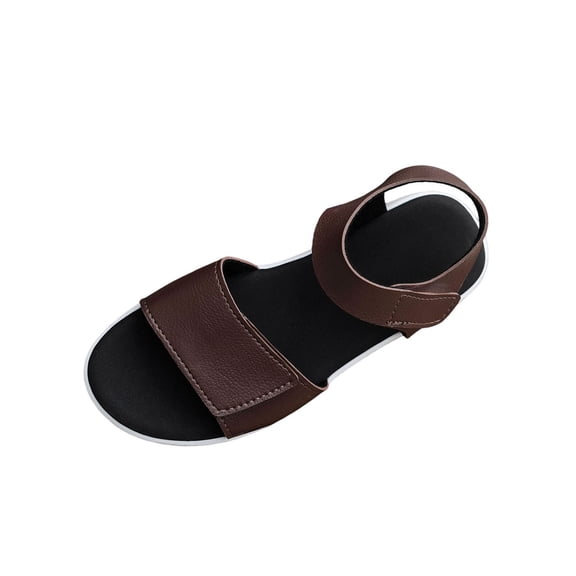 HBGVBA Womens Beach Sandals Plus Size Versatile Solid Color Round Toe Soft Sole Thick Sole Wedge Heel Summer Shoes 36