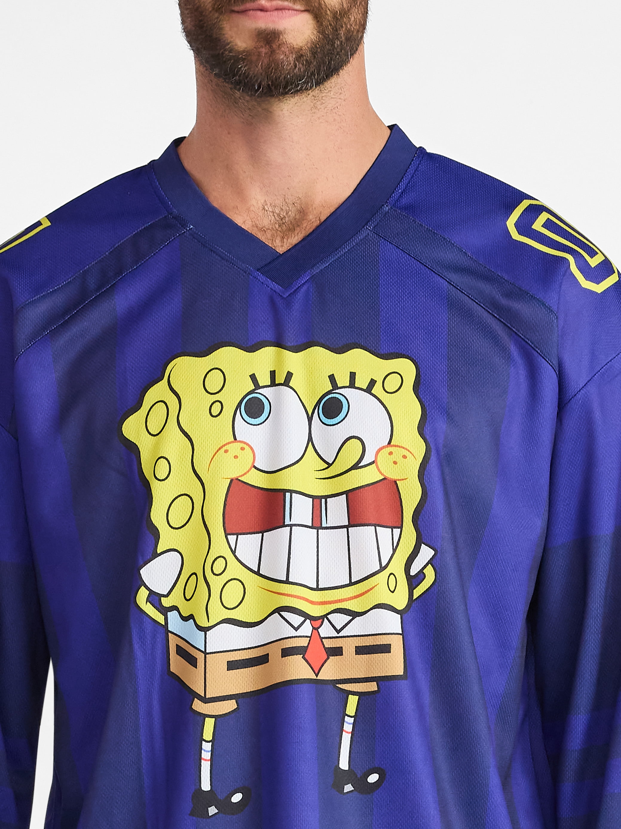 SpongeBob SquarePants Men's & Big Men's Graphic Hockey Jersey with Long Sleeves, Sizes XS-3XL