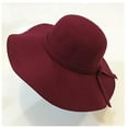 thumbnail image 2 of Magik Vintage Women Ladies Wide Brim Floppy Warm Wool Blend Felt Hat Trilby Bowler Cap (2 Pack Black+Burgundy), 2 of 7