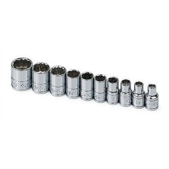 SK Tools USA 1/4" Drive, 10 Piece, 12 Point, Standard, SAE, Chrome Socket Set: 3/16" - 9/16" | 4946 CA2