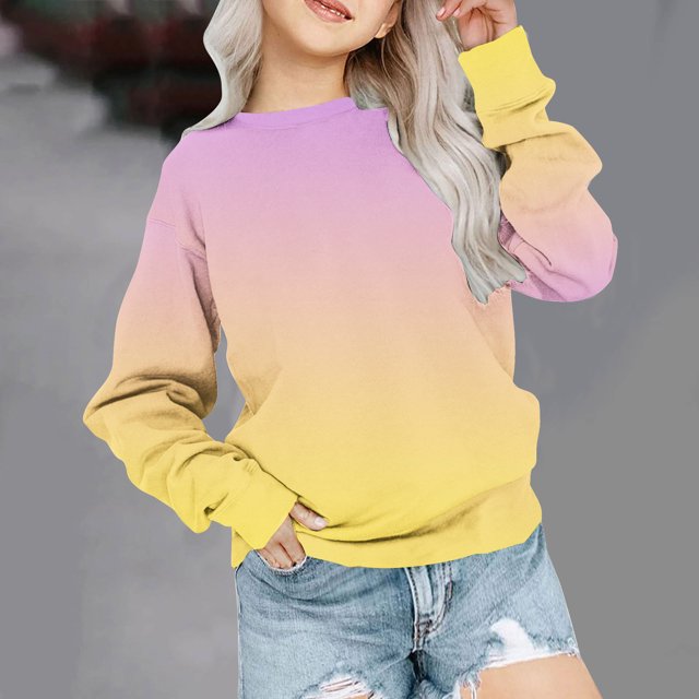 LSLJS Girls' Crewneck Sweatshirts Casual Oversized Long Sleeve Pullover Tops Cute Sweater