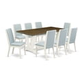 thumbnail image 2 of East West Furniture V726GA740-7 7-Piece Modern Dining Set- 6 Upholstered Dining Chairs with Dahlia Linen Fabric Seat and Button Tufted Chair Back - Rectangular Table Top & Wooden Legs - Linen White an, 2 of 10